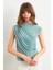 Kadın Mint Düğme Detaylı Büzgülü Bluz LPP1205-1 1