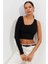 Kadın Siyah Tek Kol Asimetrik Crop Bluz BK1606 1