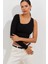 Kadın Siyah Tek Kol Asimetrik Crop Bluz BK1606 3