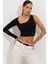 Kadın Siyah Tek Kol Asimetrik Crop Bluz BK1606 5