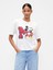 Kadın Kırık Beyaz Grafik Baskılı Oversize T-Shirt 1