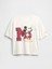 Kadın Kırık Beyaz Grafik Baskılı Oversize T-Shirt 2
