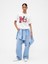 Kadın Kırık Beyaz Grafik Baskılı Oversize T-Shirt 4
