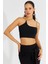 Kadın Siyah İp Askılı Crop Bluz B2594 1