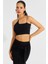 Kadın Siyah İp Askılı Crop Bluz B2594 5