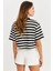 Kadın Siyah-Beyaz Çizgili Crop Bluz KY7145 5