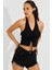 Kadın Siyah Sırtı Açık Crop Bluz B2697 3