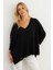 Kadın Siyah V Yaka Salaş Bluz YV304 1