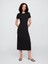 Kadın Siyah Fitilli Midi Elbise 1