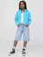 Kız Çocuk Mavi Lilo & Stitch Çocuk Fransız Havlu Kumaş Kısa Fermuarlı Sweatshirt 2