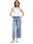 Pamuklu Düğmeli Cepli Normal Bel Crop Geniş Paça Jean Pantolon - Wide Leg Jean 2