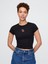 Kadın Siyah Grafikli Crop T-Shirt 1