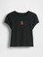 Kadın Siyah Grafikli Crop T-Shirt 2