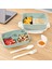 2 Katlı Kilitli Kapak Yemek Kabı - Bölmeli Lunch Box Diyet Beslenme Kutusu Sosluk Çatal Kaşık Yeşil 1