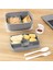 2 Katlı Bölmeli Beslenme Kabı - Yemek Taşıma Saklama Kabı Diyet Lunch Box Sosluk Kaşık Çatal Gri 1