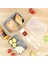 2 Katlı Bölmeli Beslenme Kabı - Yemek Taşıma Saklama Kabı Diyet Lunch Box Sosluk Kaşık Çatal Gri 3