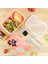 2 Katlı Bölmeli Beslenme Kabı - Yemek Taşıma Saklama Kabı Diyet Lunch Box Sosluk Kaşık Çatal Pembe 3