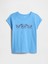 Kız Çocuk Mavi Grafik Baskılı T-Shirt 1