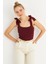 Kadın Bordo Triko Bluz YV236 1