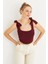 Kadın Bordo Triko Bluz YV236 4