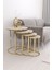 4'lü Ceylin Zigon Sehpa Gold Traverten Mdf 2