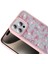 iPhone 15 Pro Max Uyumlu Kılıf Simli ve Taşlı Dizayn Azra Kapak Pembe 2