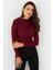 Kadın Bordo Desenli Büzgülü Bluz LPP1279 1