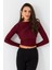 Kadın Bordo Desenli Büzgülü Bluz LPP1279 4