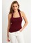 Kadın Bordo Boyundan Bağlamalı Triko Bluz YV356 1
