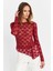 Kadın Bordo Asimetrik Dantel Bluz MTK13288 1