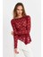 Kadın Bordo Asimetrik Dantel Bluz MTK13288 2