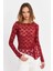Kadın Bordo Asimetrik Dantel Bluz MTK13288 3