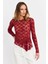Kadın Bordo Asimetrik Dantel Bluz MTK13288 4