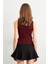 Kadın Bordo Triko Kolsuz Bluz YV305 5