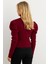 Kadın Bordo Prenses Kol Balıkçı Yaka Triko Bluz MSF2555 4