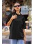 Oversize Relax Bisiklet Yaka Basic Siyah Tişört / Rahat Kesim T-Shirt 2