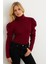 Kadın Bordo Prenses Kol Balıkçı Yaka Triko Bluz SF2555 2