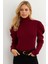 Kadın Bordo Prenses Kol Balıkçı Yaka Triko Bluz SF2555 3