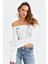 Kadın Ekru Kelebek Detaylı Madonna Yaka Bluz FLU7196 2