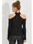 Kadın Siyah Omuzları Açık Kaşkorse Bluz EY2590 2
