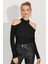 Kadın Siyah Omuzları Açık Kaşkorse Bluz EY2590 5