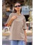 Oversize Relax Bisiklet Yaka Basic Kahve Tişört / Rahat Kesim T-Shirt 4