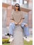 Oversize Relax Bisiklet Yaka Basic Kahve Tişört / Rahat Kesim T-Shirt 4
