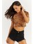 Kadın Turuncu Yarım Balıkçı Leopar Desen Bluz LPP1208 2