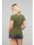 Kadın Regular Slim Fit Bisiklet Yaka Basic Haki Tişört / Normal Kesim T-Shirt 2