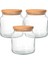 Şaki̇lata Concept 3'lü Kapaklı Kavanoz - Orta Boy - Zarif Cam Ahşap Kapaklı Cam Kavanoz Şeffaf 1