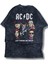 Oversize Ac Dc Let There Be Rock Sırt Baskılı Yıkamalı T-Shirt, Unisex Rock Band Temalı Tişört 3