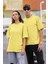 Oversize Relax Bisiklet Yaka Basic Sarı Tişört / Rahat Kesim T-Shirt 1