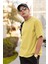 Oversize Relax Bisiklet Yaka Basic Sarı Tişört / Rahat Kesim T-Shirt 3
