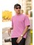 Oversize Relax Bisiklet Yaka Basic Şeker Pembe Tişört / Rahat Kesim T-Shirt 3